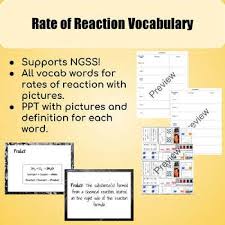 2 Pages Of Vocabulary Words Corresponding To Reaction Rate Units Includes The Following Words Product Reactant Vocabulary Chemistry Lessons Vocabulary Words