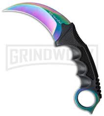 Swing that way, i can't win, honey. United Cutlery Honshu Rainbow Tini Karambit Knife Spectrum Plain Grindworx