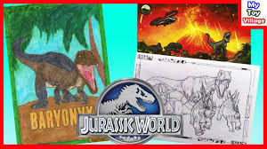 Dinosaur with a long neck. Jurassic World Coloring Book With Stickers Dinosaur Baryonyx Mytoyvillage Youtube