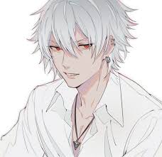 Short White Hair Red Eyes Jewelry Anime Guy Anime White Hair Boy White Hair Anime Guy Anime Guys Shirtless