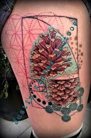 Fuckyeahtattoos Sacred Geometry Pinecone By Justin Winter Tacoma Wa Incorporates The Flower Of Life Metat Geometric Tattoo Nature Geometric Tattoo Tattoos