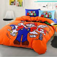 twin amp queen size super mario blue orange theme duvet cover bedding set home amp garden kids amp t kids bedding sets bedding set cotton bedding sets