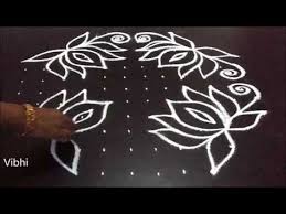 Lotus Flower Kolam Designs With 11x6 Dots For Pongal Sankranti Muggulu Easy Rangoli Border Designs Colorful Rangoli Designs Simple Rangoli Designs Images