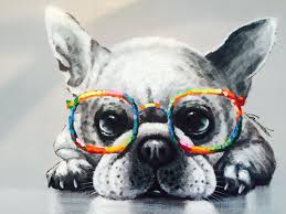 Canvas Picture With Dog In Colourful Glasses Animal Paintings Animal Art Puppy Art