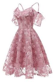 Cocktail Birthday Party Dresses For Adults Deatu Princess Dress Women Vintage Floral Cute Lace Cocktail Neckline Ladies Party Swing Sleeveless Dress Pink Fashion Dresses Lace Dress A Line Prom Dresses