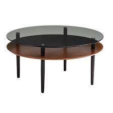 Holly Martin Kelci Smoked Glass Glass Coffee Table Lowes Com In 2020 Round Cocktail Tables Coffee Table Walnut Coffee Table