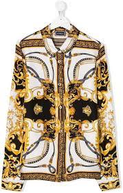 Versace Kids Chain Print Shirt Farfetch Versace Kids Printed Shirts Stylish Mens Fashion