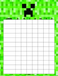 Printable Minecraft Chore Chart Minecraft Chore Chart