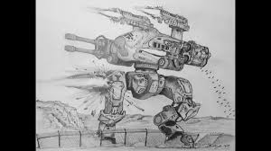A metal robot with a giant sword. How To Draw Raijin War Robots Youtube