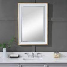 Amanti art yale walnut bathroom vanity wall mirror. Gema Gold Leaf And White 24 X 34 Vanity Wall Mirror 78r00 Lamps Plus