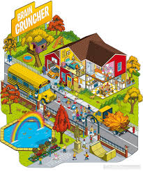 Quaker Life Packaging Game Illustrations By Rod Hunt Game Illustration Isometric Illustration Illustrated Map