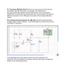 Design an envelope detector (see your am lab) for a signal with a 10 khz carrier. Demodulator Amplifier Detector Radio