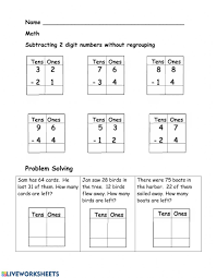 Subtracting with no regrouping (a). 2 Digit Subtraction Worksheet