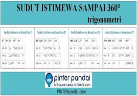 Sudut Istimewa Sampai 360 Trigonometri Soal Dan Jawaban