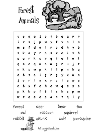 Forest Animals Wordsearch Easy Word Search Animal Worksheets Word Find