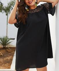 Luna Tuccini Black Lace Yoke Shift Dress Women Zulily Plus Size Nightclub Dresses Plus Size Dresses Womens Shift Dresses