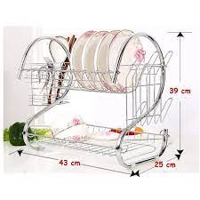 Harga rak piring stainless steel 2 susun dish drainer. Rak Piring Gelas 2 Susun Stainless Ukuran Lebih Besar 43 X 25 X 39 Cm Shopee Indonesia