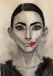 Day 147's challenge of RAZOR, for me has to show a beautiful razor cut hair  style (just excuse the 'splodgy' mess of her face. Her brown eye lashes and  brow has gone