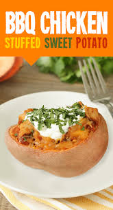 Bbq Chicken Stuffed Sweet Potato 3 More Healthy Sweet Potato Recipes Recipe New Recipes For Dinner Sweet Potato Recipes Healthy Advocare Recipes