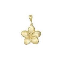 Hawaiian plumeria flower necklace with chain : 14kt Yellow Gold Hawaiian Plumeria 10mm Pendant Leilanis Attic