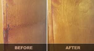 remove greasy buildup from wood