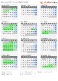 Klicken sie einfach auf einen kalender zum starten des. Kalender 2021 Ferien Schleswig Holstein Feiertage