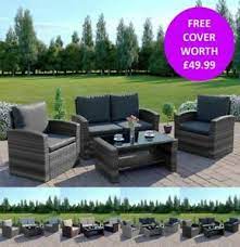 Rattan Garden Furniture Conservatory Sofa Set 4 Seat Armchair Table Free Cover Ebay