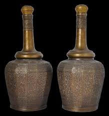 Oh well, practise makes perfect! Pair Of Cast Brass Flasks Made For The Malay Market Michael Backman Ltd