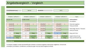 Nutze die folgenden muster für dein anschreiben, deinen lebenslauf oder das deckblatt. Angebotsvergleich Excel Vorlage Kostenlos