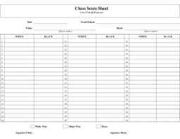 The first hand is played with 7 to 10 cards per player, depending on the number of players: Printable Chess Score Sheet