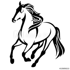 What kind of background does a running horse have? Running Horse Black And White Vector Outline Stock Vector Adobe Stock