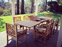 Our teak patio table and chair sets will transform your backyard, patio or 9 piece teak wood santa monica patio dining set with rectangular extension table, 2 folding arm chairs and 6 folding side chairs. Malibu Outdoor Teak 9 Piece Dining Set With Cushion