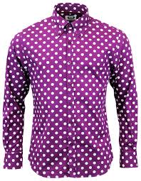 MADCAP ENGLAND Purple Penny Dot Lane Retro 60s Mod Shirt