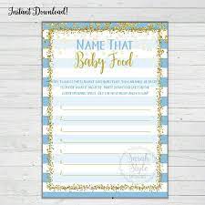 Baby Food Baby Shower Game Blue And Gold Confetti Digital Etsy Baby Shower Bundle Baby Shower Games Boy Baby Shower Games