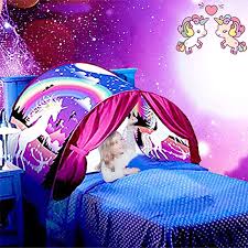 Amazon Com Kids Dream Bed Tent Twin Size Deluxe Space Adventure Dinosaur Island Unicorn Winter Wonderland Play Tents Boys Girls Pop Up Tents Children Game Tent Magical Playhouse Christmas