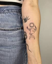 Sun And Moon Taurus Astrology Sign Art Taurus Tattoos Bull Tattoos Tattoos