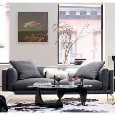 The noguchi coffee table is a low coffee table height simple and elegant featuring a rounded triangular piece of thick heavy glass placed on a tripod created by two linked wood pieces. Herman Miller Isamu Noguchi Coffee Table Original Price 1 895 Design Plus Gallery