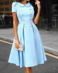 Buttoned Short Sleeve Ruched Pleated Dress Beautiful Casual Dresses Pleated Dress Classy Dress