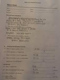 Solved Moles And Chemical Formulas Report Sheet Date Sect Chegg Com