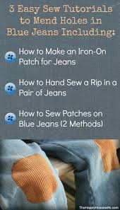 Iron on knee patches for jeans. How To Fix Holes In Blue Jeans The Happy Housewife Home Management