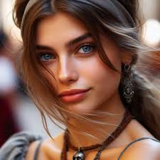 to get realistic image do not need to overthink the prompt, just add an  existing place Prompt: in madrid, a gypsy woman in her 20s with fair skin,  mesmerizing eyes, and soft