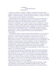 Luceafarul este vazut in dimensiuni exceptionale, fapt pe care fata il pricepe cu toata micimea ei luceafarul este vazut de tinara fata in sufletul careia se trezeste dorinta ce se intruchipeaza in cele. Comentariu Bac Luceafarul De Mihai Eminescu