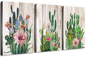 Amazon Com Cactus Decor Bathroom Canvas Prints Wall Art Green Tropical Desert Fleshy Plant Watercolor Paintings H Cactus Wall Art Cactus Decor Bathroom Canvas