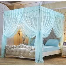 Buy Nattey الزهور 4 زوايا الأميرة الفراش ستارة مظلة البعوض المعاوضة الستائر التوأم الأزرق الفاتح Online In Bahrain B01n2u3wbh
