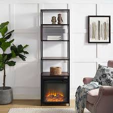 Real flame kipling 54 in. Dark Walnut Electric Fireplace Bookshelf Tower Kirklands