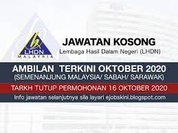 Iklan jawatan kosong terkini 2021 jawatan kosong kerajaan 2021 jawatan kosong swasta 2021. Jawatan Kosong Lhdn Oktober 2020