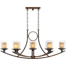 Shop hundreds of linear island chandeliers, all with free shipping and the best customer service! Franklin Iron Works Mahogany Large Linear Island Pendant Chandelier 43 1 4 Wide Clear Outer Scavo Inner Glass 8 Light For Kitchen Target