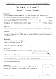 La masse volumique est aussi un indicateur d'homogénéité. La Masse Volumique Serie D Exercices Non Corriges 8 Alloschool