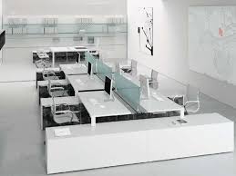 L Style Desk And White Work Space Open Office Design Office Interior Design Modern Office Design
