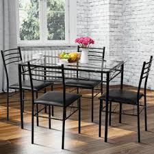 gymax 5pc dining set tempered glass top